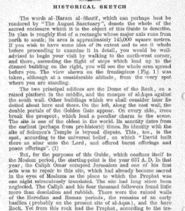Waqf guidebook, 1925, excerpt close-up Historical Sketch