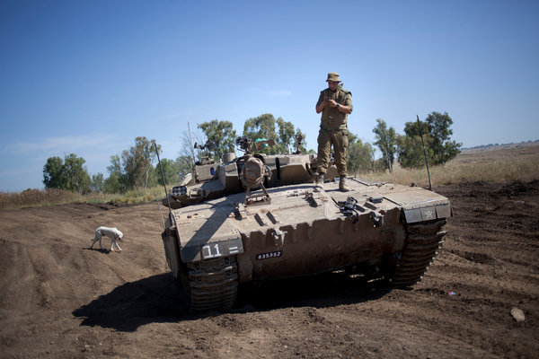 An Israeli soldier at a training ground in Israel's Golan Heights, near the increasingly volatile border with Syria.