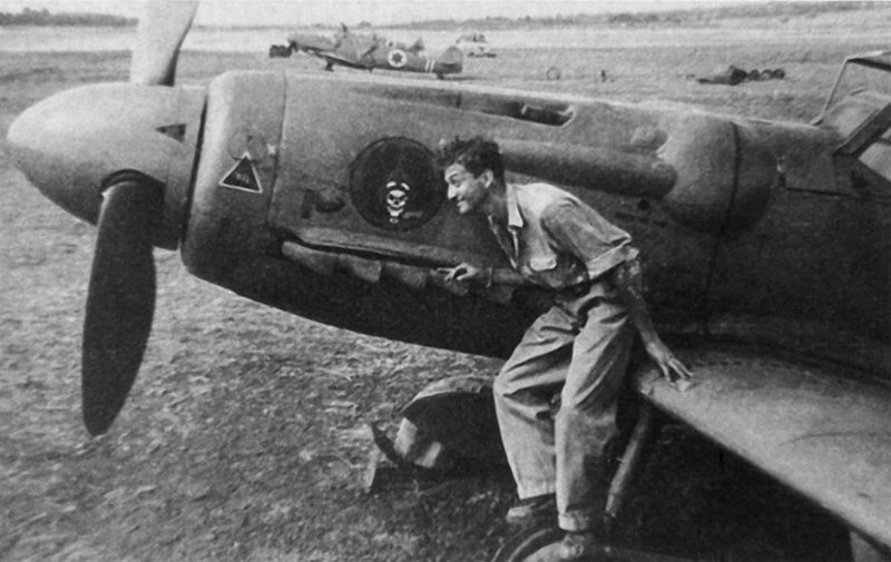 Ezer Weizman, one of the four pilots who stopped the Egyptians, is shown here in 1948 with his aircraft.