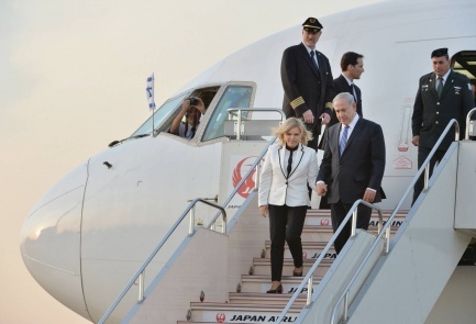 Prime Minister Benjamin Netanyahu and his wife Sara arrive in Japan on Sunday | Photo credit: AFP