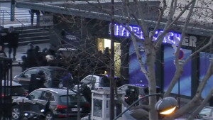 French police storm the HyperCacher Jewish supermarket in Paris, as hostages flee the store, Friday, December 9.