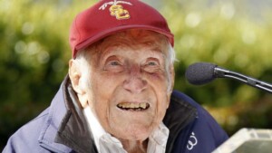 FILE -- May 9, 2014: Louis Zamperini speaks at a news conference in Pasadena, Calif. (AP)