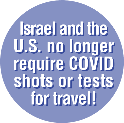 Israel and the U.S. no longer require COVID shots or tests for travel!