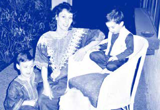 Katharine and the boys after India, 1996